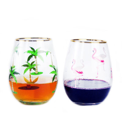 kwaliteit Handgeschilderde gouden rand wijnglas tumbler met kleur decal fabriek