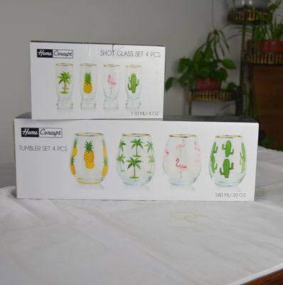 kwaliteit Handgeschilderde gouden rand wijnglas tumbler met kleur decal fabriek