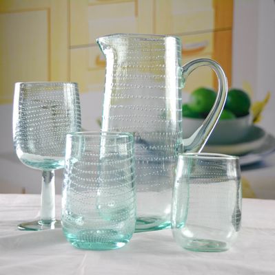 kwaliteit Recycle Groene Spiralerende Bubbels Glas Waterpot, Grote Glaspot fabriek