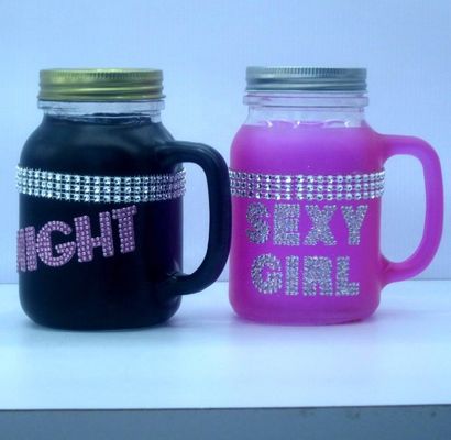 kwaliteit Kleur Diamanten lettertypen Handgeschilderde glazen container voor de keuken fabriek