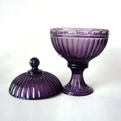 kwaliteit Vintage violette glas met voeten voor voedselopslag fabriek