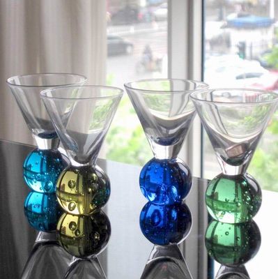 kwaliteit Handgemaakte 6 kleuren bal bodem unieke Shot Glass Set fabriek