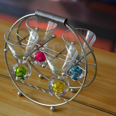 kwaliteit Handgemaakte 6 kleuren bal bodem unieke Shot Glass Set fabriek