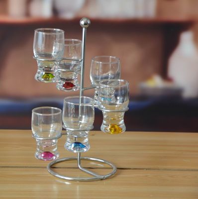 kwaliteit Handgemaakte 6 kleuren bal bodem unieke Shot Glass Set fabriek